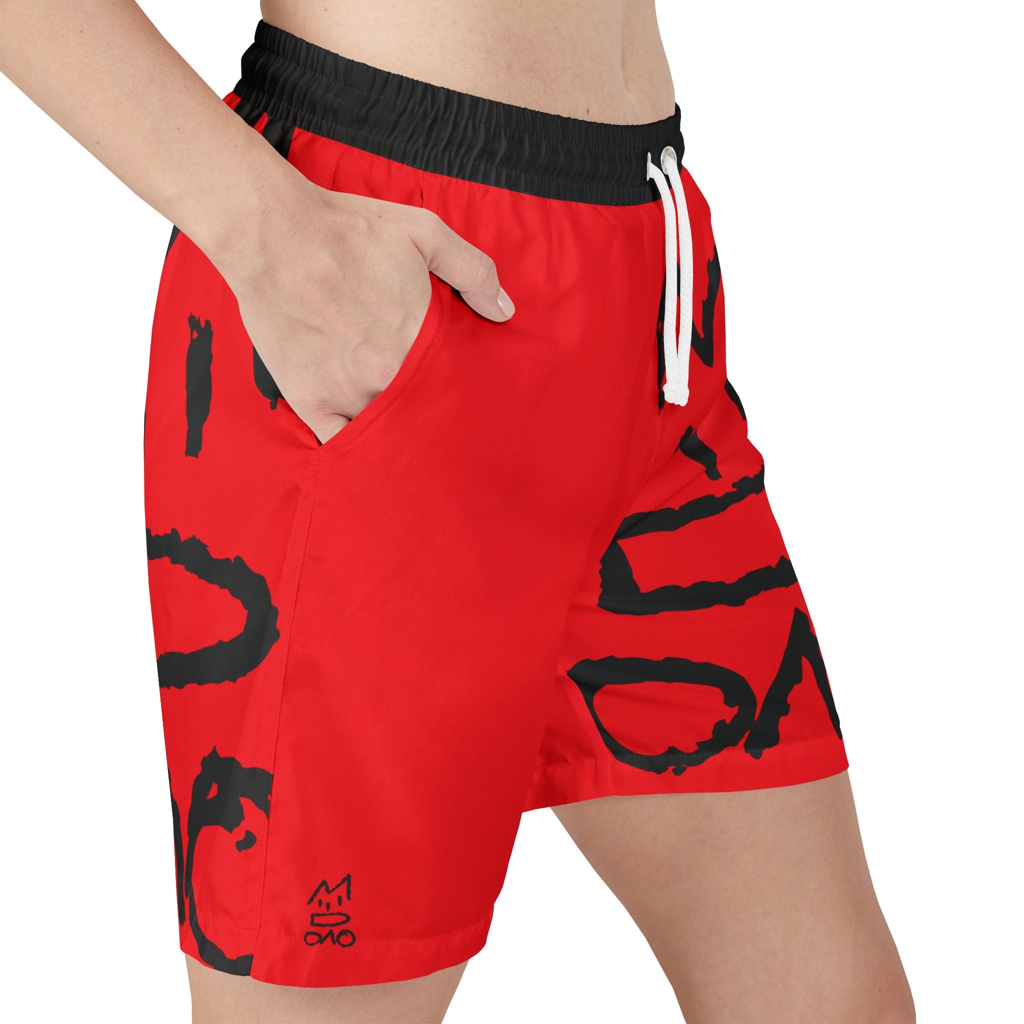 MFACE™ RED UNISEX SWIM SHORTS